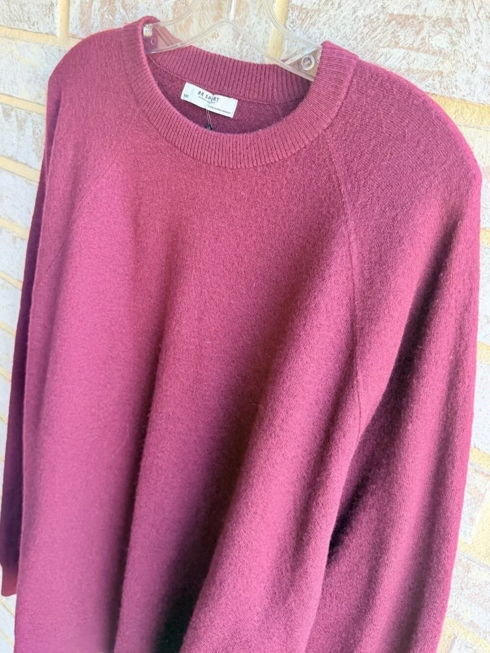 Banana Republic BR Sport Long Sleeve Burgundy Wool Blend Sweater Men's Size XXL
